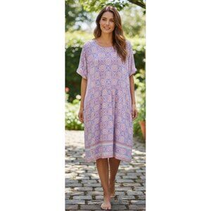 J‎ Jill Purple Boho Short Sleeve Relaxed Fit Shift Jersey Knit Midi Dress L